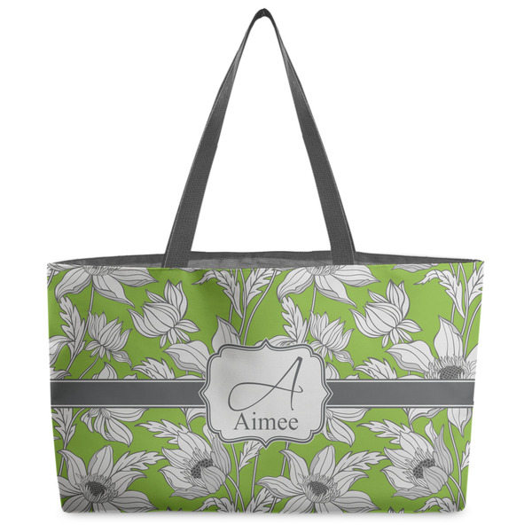 Custom Wild Daisies Beach Totes Bag - w/ Black Handles (Personalized)