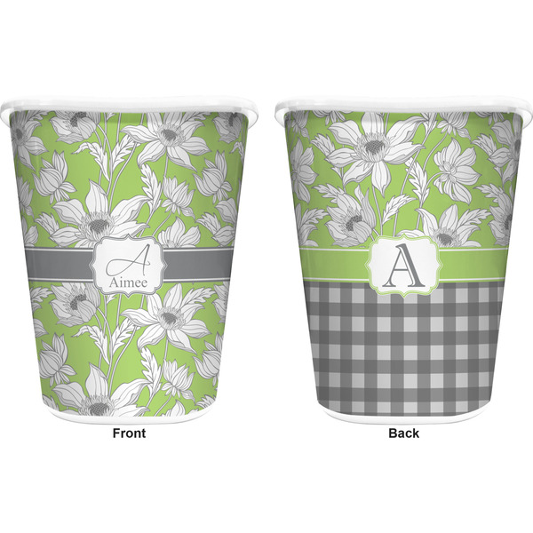 Wild Daisies Trash Can White - Front and Back - Apvl