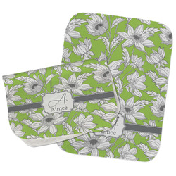 Wild Daisies Burp Cloths - Fleece - Set of 2 w/ Name and Initial