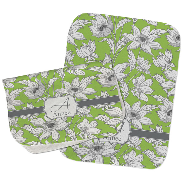 Wild Daisies Two Rectangle Burp Cloths - Open & Folded