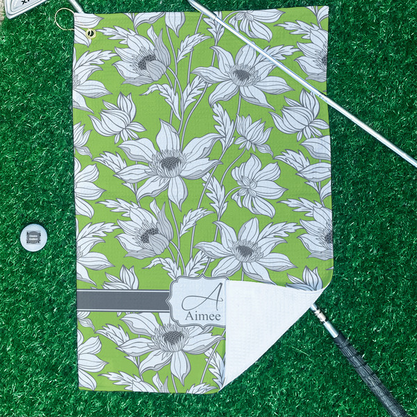 Wild Daisies Waffle Weave Golf Towel - In Context