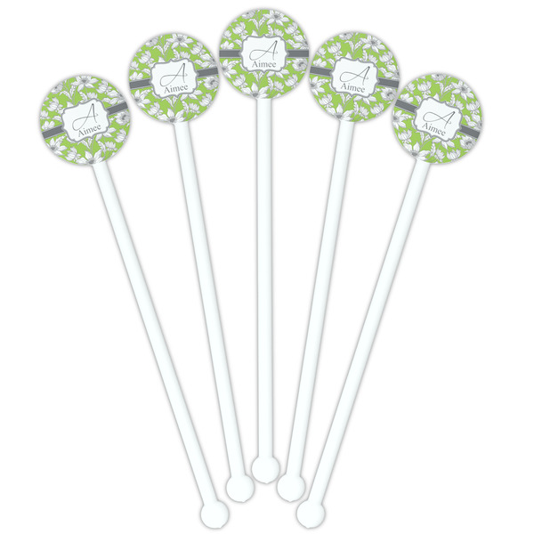 Wild Daisies White Plastic 5.5" Stir Stick - Fan View