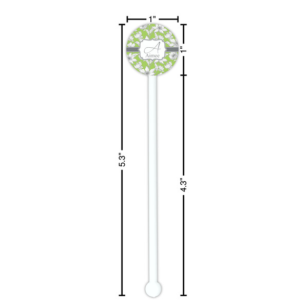 Wild Daisies White Plastic 5.5" Stir Stick - Round - Dimensions
