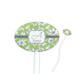 Wild Daisies 7" Oval Plastic Stir Sticks - White - Double Sided (Personalized)
