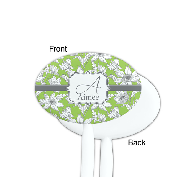 Wild Daisies White Plastic 7" Stir Stick - Single Sided - Oval - Front & Back