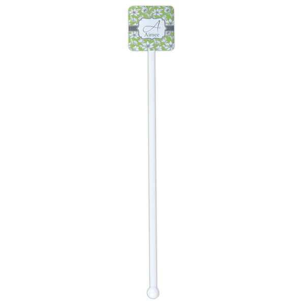 Wild Daisies White Plastic Stir Stick - Double Sided - Square - Single Stick