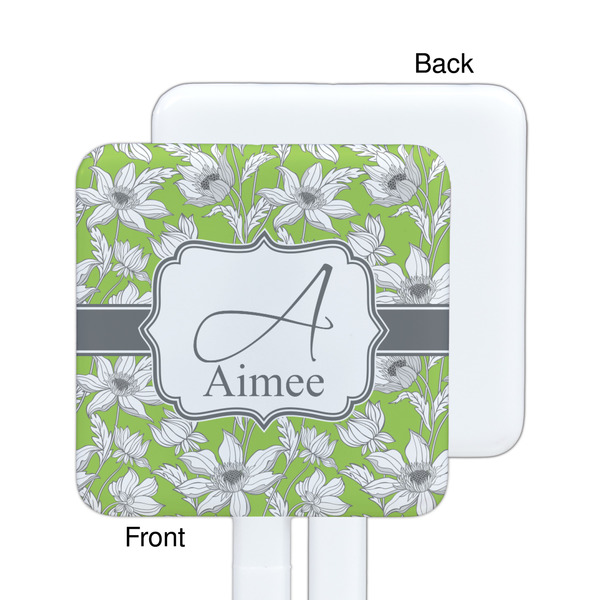 Wild Daisies White Plastic Stir Stick - Single Sided - Square - Approval