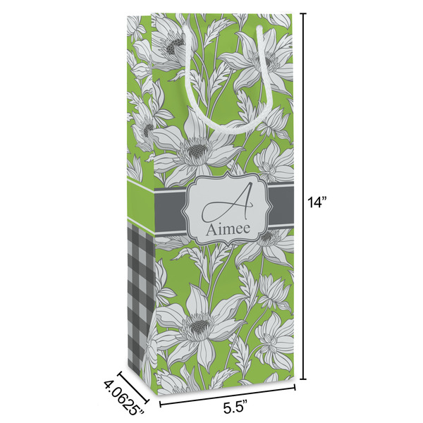 Wild Daisies Wine Gift Bag - Dimensions