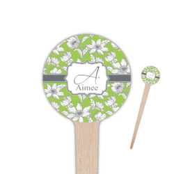 Wild Daisies 4" Round Wooden Food Picks - Double Sided (Personalized)