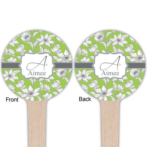 Wild Daisies Wooden 4" Food Pick - Round - Double Sided - Front & Back