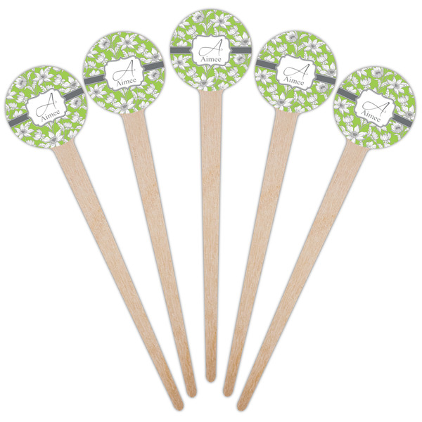 Wild Daisies Wooden 4" Food Pick - Round - Fan View