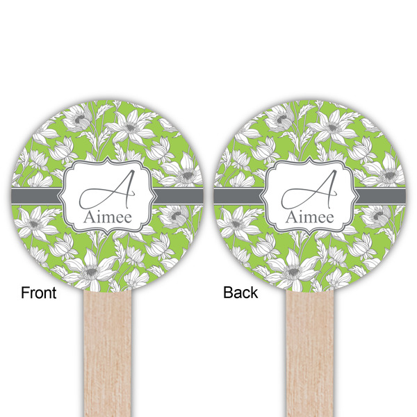Wild Daisies Wooden 6" Food Pick - Round - Double Sided - Front & Back