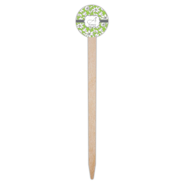 Wild Daisies Wooden 6" Food Pick - Round - Single Pick