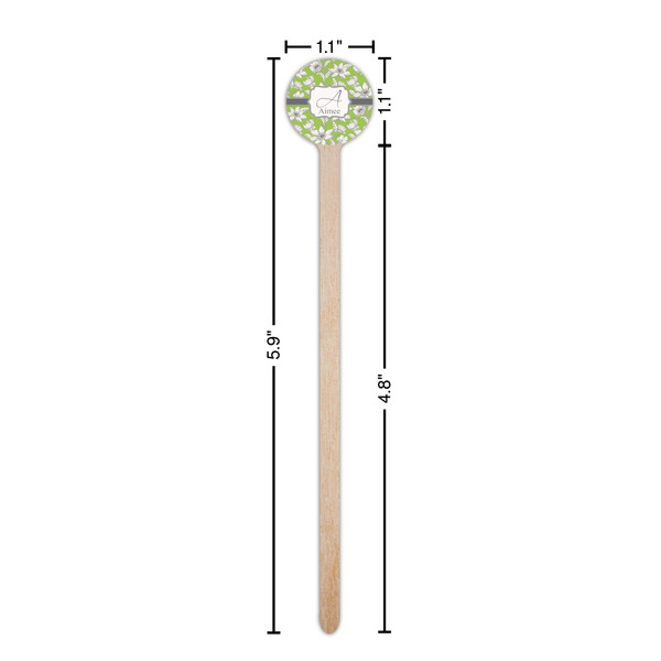 Wild Daisies Wooden 6" Stir Stick - Round - Dimensions