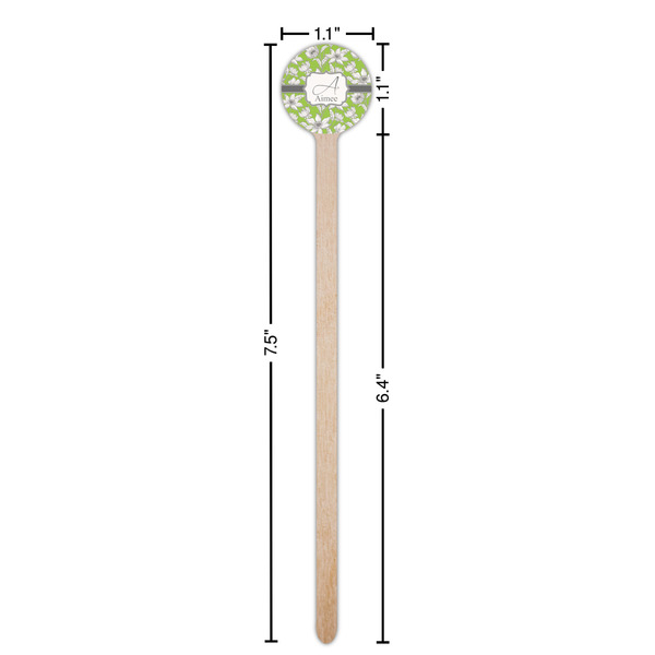 Wild Daisies Wooden 7.5" Stir Stick - Round - Dimensions