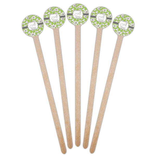 Wild Daisies Wooden 7.5" Stir Stick - Round - Fan View