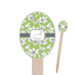 Wild Daisies Oval Wooden Food Picks - Single Sided (Personalized)