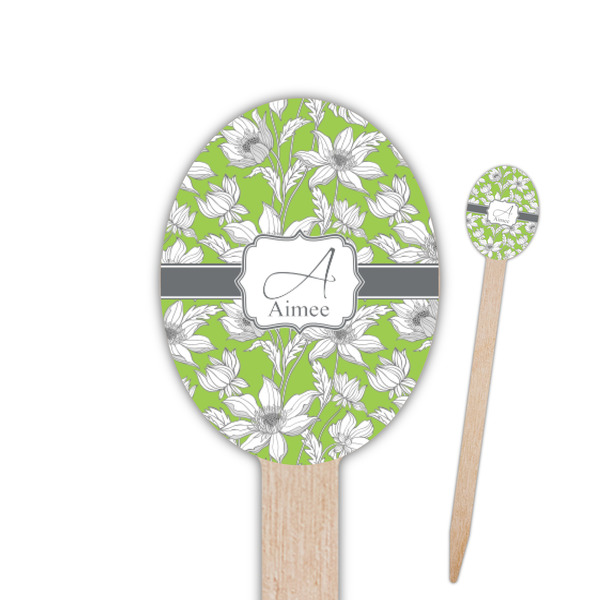 Custom Wild Daisies Oval Wooden Food Picks (Personalized)