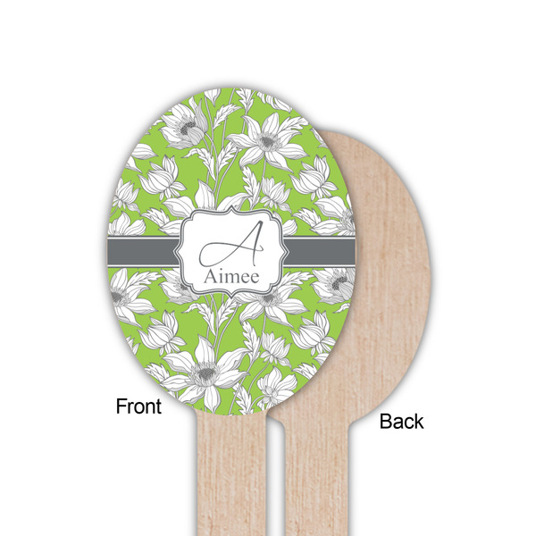 Wild Daisies Wooden Food Pick - Oval - Single Sided - Front & Back