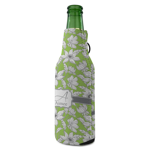Wild Daisies Zipper Bottle Cooler - ANGLE (bottle)