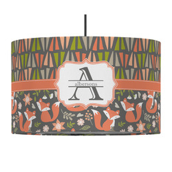 Fox Trail Floral 12" Drum Pendant Lamp - Fabric (Personalized)