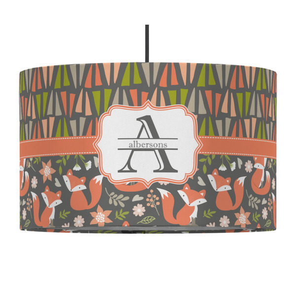 Custom Fox Trail Floral 12" Drum Pendant Lamp - Fabric (Personalized)