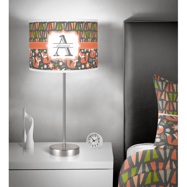 Fox Trail Floral 13 inch drum lamp shade - in room