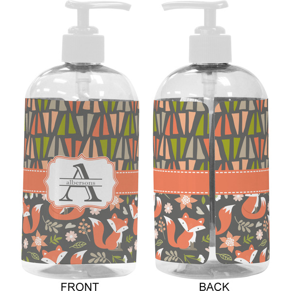 Fox Trail Floral 16 oz Plastic Liquid Dispenser- Approval- White