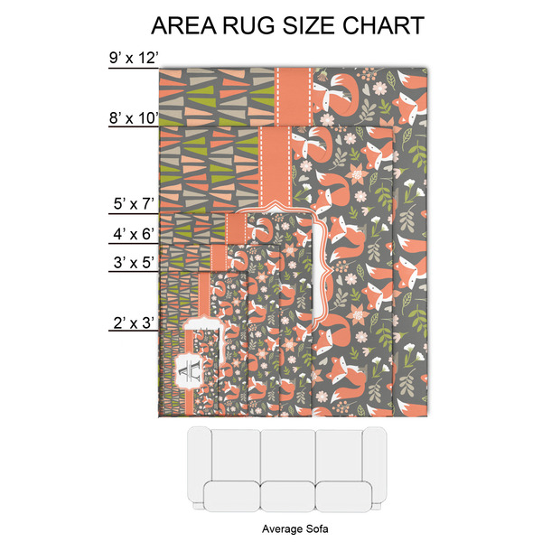 Fox Trail Floral 2'x3' Indoor Area Rugs - Size Chart