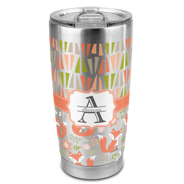 Custom Fox Trail Floral 20oz Stainless Steel Double Wall Tumbler - Full Print (Personalized)