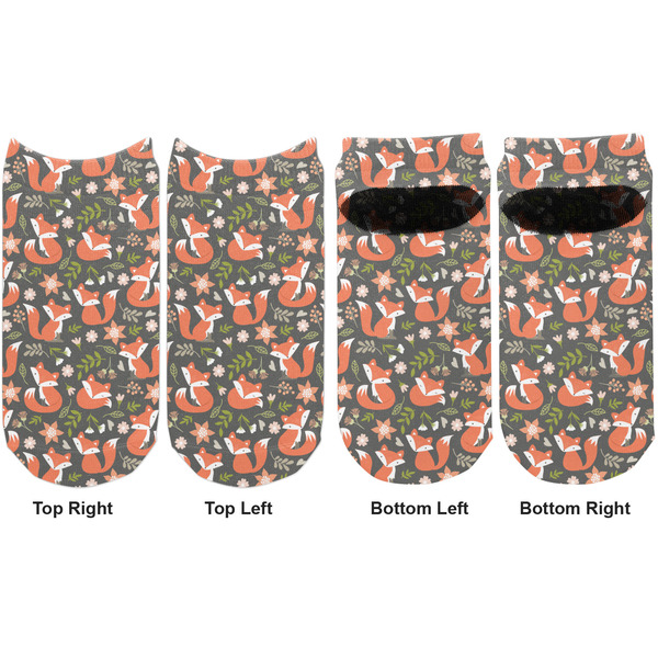 Fox Trail Floral Adult Ankle Socks - Double Pair - Front and Back - Apvl