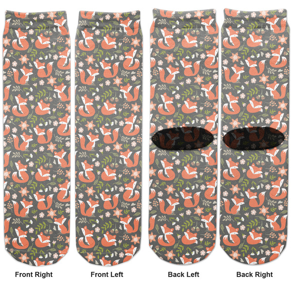 Fox Trail Floral Adult Crew Socks - Double Pair - Front and Back - Apvl