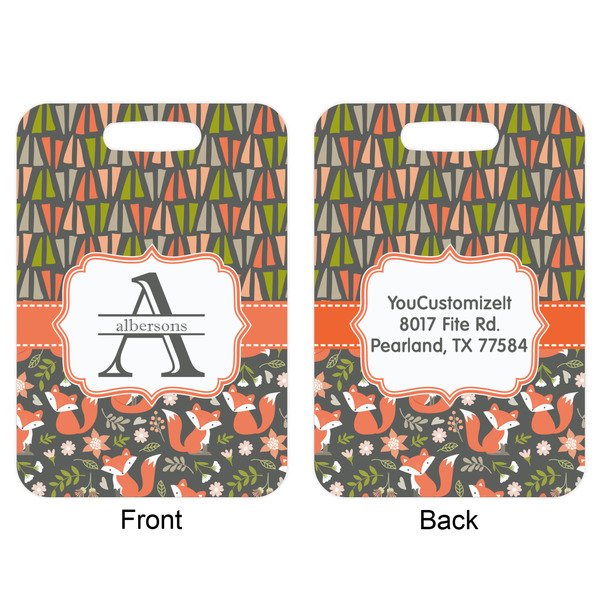 Fox Trail Floral Aluminum Luggage Tag (Front + Back)