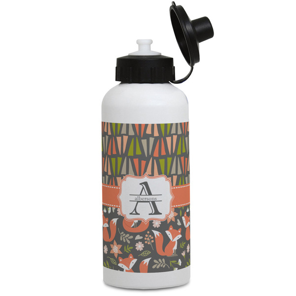Custom Fox Trail Floral Water Bottles - Aluminum - 20 oz - White (Personalized)
