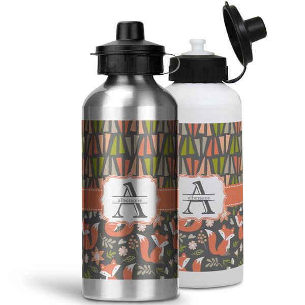 Fox Trail Floral Aluminum Water Bottles - MAIN (white &silver)