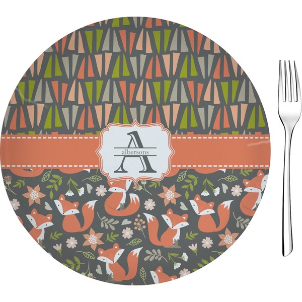 Custom Fox Trail Floral 8" Glass Appetizer / Dessert Plates - Single or Set (Personalized)