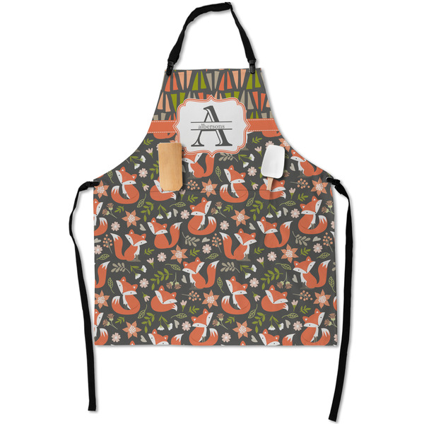 Custom Fox Trail Floral Apron With Pockets w/ Name and Initial