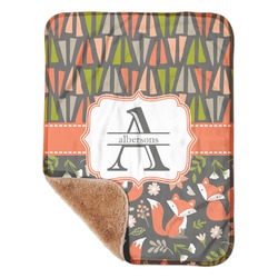 Fox Trail Floral Sherpa Baby Blanket - 30" x 40" w/ Name and Initial