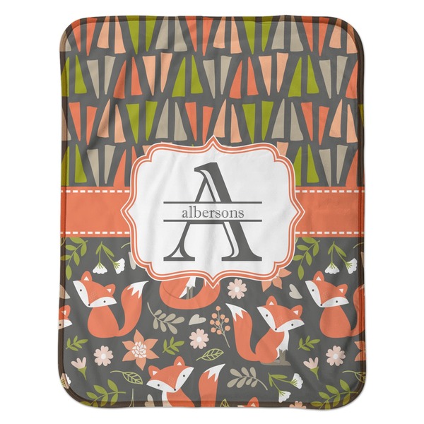 Fox Trail Floral Baby Sherpa Blanket - Flat