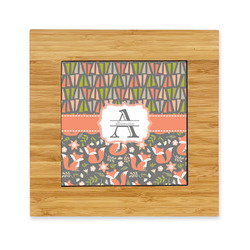 Fox Trail Floral Bamboo Trivet with Ceramic Tile Insert (Personalized)
