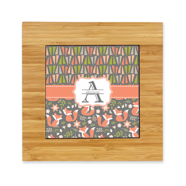 Custom Fox Trail Floral Bamboo Trivet with Ceramic Tile Insert (Personalized)