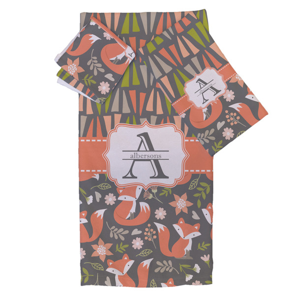Custom Fox Trail Floral Bath Towel Set - 3 Pcs (Personalized)