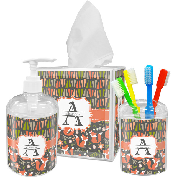 Fox Trail Floral Bathroom Accessories Set (Personalized)