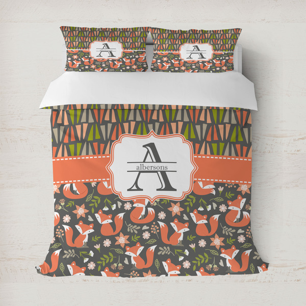 Custom Fox Trail Floral Duvet Cover Set - Full / Queen (Personalized)