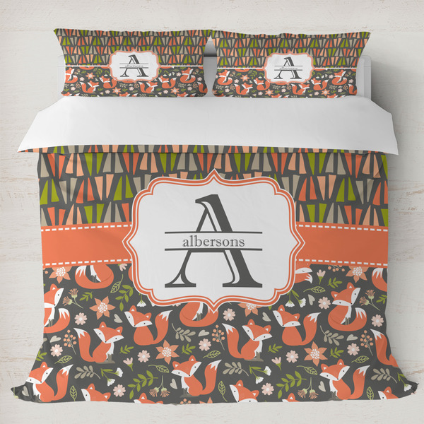 Custom Fox Trail Floral Duvet Cover Set - King (Personalized)