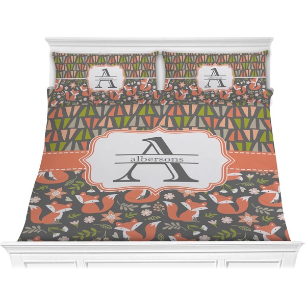 Custom Fox Trail Floral Comforter Set - King (Personalized)