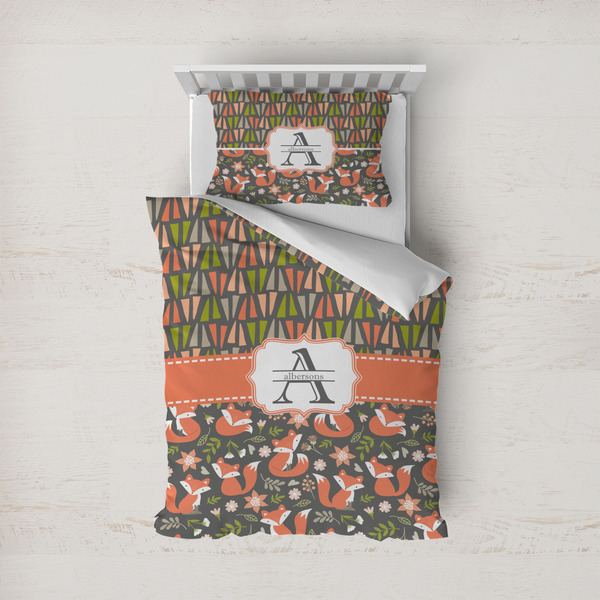Custom Fox Trail Floral Duvet Cover Set - Twin (Personalized)
