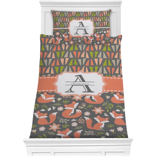 Custom Fox Trail Floral Comforter Set - Twin (Personalized)