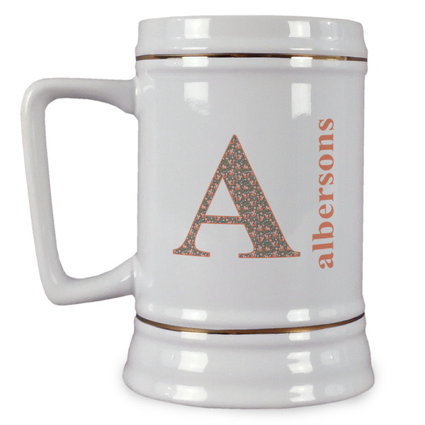 Custom Fox Trail Floral Beer Stein (Personalized)