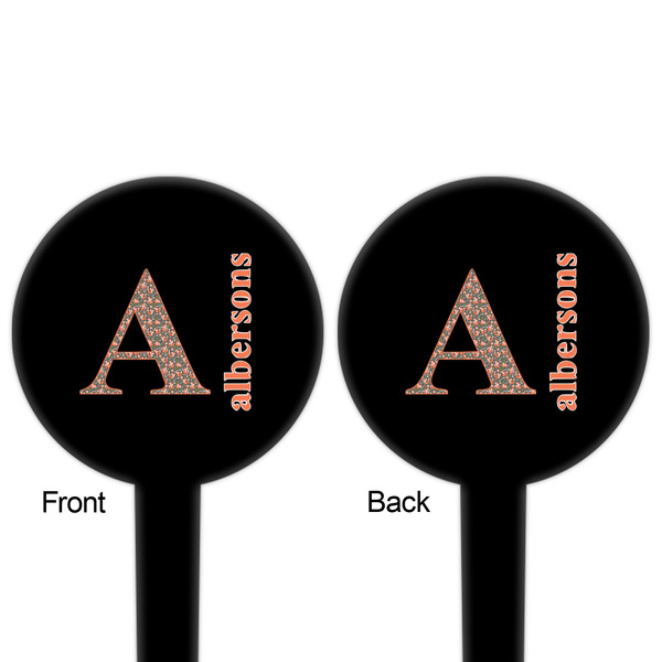 Fox Trail Floral Black Plastic 4" Food Pick - Round - Double Sided - Front & Back